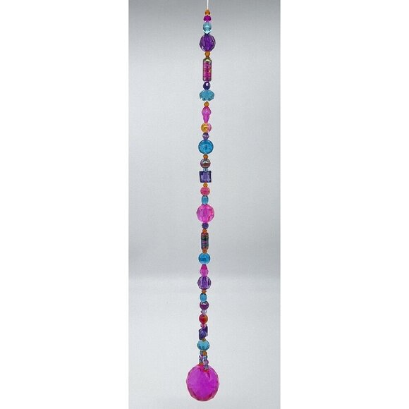 Beaded Suncatcher Pink Blue Purple Orange Crystal Prism Hanging Patio Decor - Picture 3 of 9